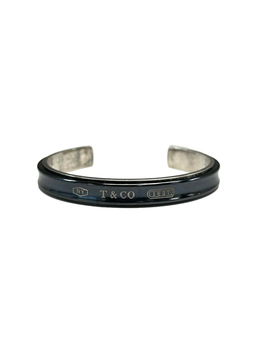 Tiffany & Co Bangle 1837 Black Silver Bracelet